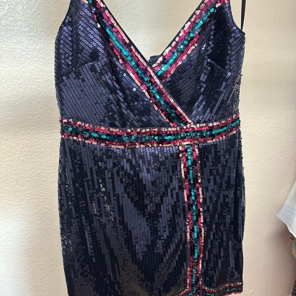 BCBGMaxAzria Sequin Mini Dress - Black and Multicolor